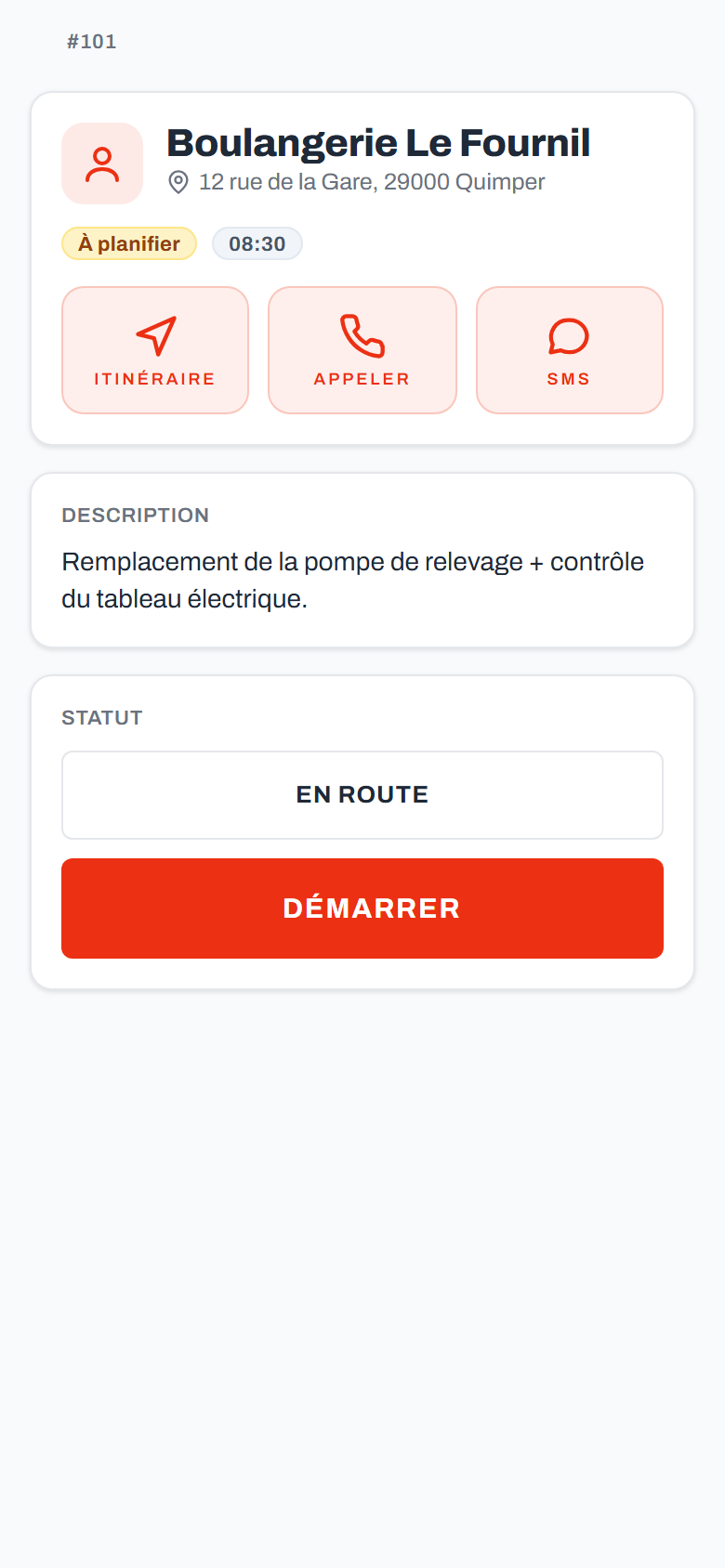 Écran Intervention INTERGO